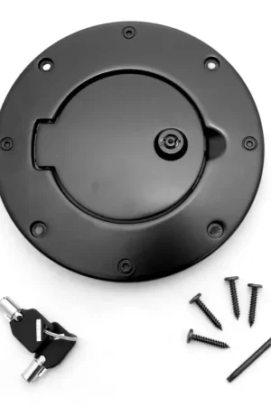 Rugged Ridge Locking Gas Cap Door Black Alum 97-06TJ Cheap
