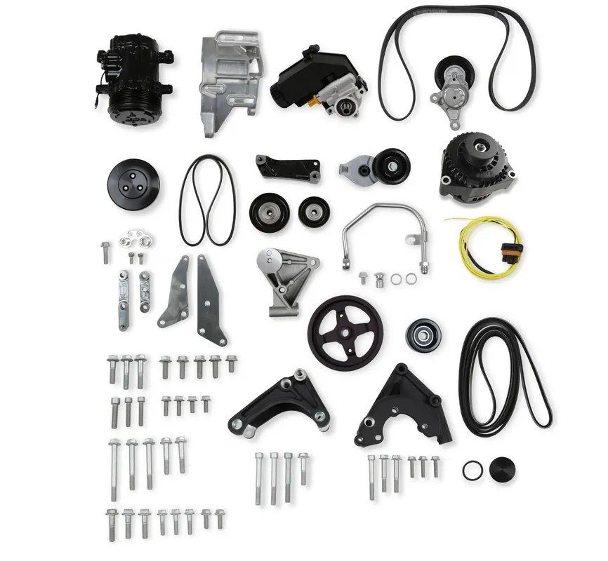 Holley Low Mount LSA Accessory Drive Bracket Kit - Complete - Black Small Block Chevrolet - Gen III/IV - LSA Secure Checkout