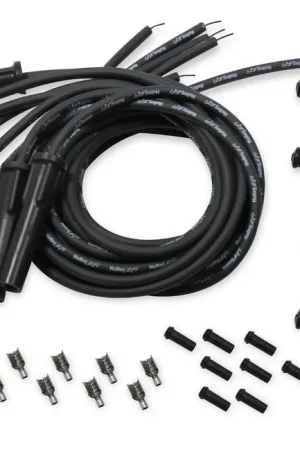 Holley EFI LS Spark Plug Wire Set - Cut to Fit Black Wire with Black Straight Boots Plug End - 135 Degree Coil Boots - Designed for GM LS Engines For OE Coil Buy Direct