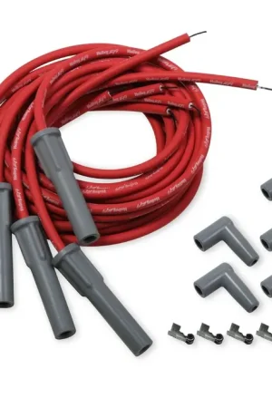 Top Rated Holley EFI LS Spark Plug Wire Set - Cut to Fit Spark Plug - Cut to Fit- Wire set, Red with Gray 180 degree boots for Smart Coil