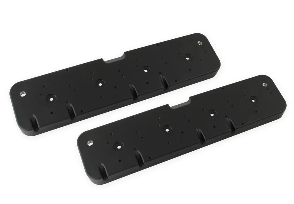 Shop Now Holley LS Valve Cover Adapter Plates Small Block Chevy to LS - Black Finish