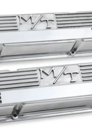 Fresh Stock Holley M/T Valve Covers - Vintage Style - Finned - SBC - Polished Chevrolet Small Block - Perimeter Bolt - Cast Aluminum