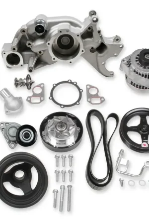 Money Back Guarantee Holley Mid-Mount Race Accessory System LS Engine Drive includes Alternator, P/S Pump, Tensioner, Crank Damper, Belt, & Pulleys