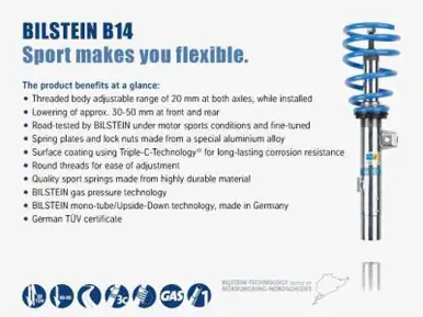 Top Pick Bilstein B14 2006 Audi A6 Base Front and Rear Suspension Kit - 47-116573
