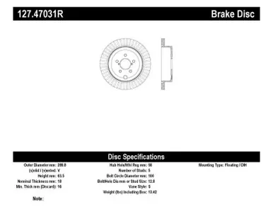 Brand New StopTech Slotted & Drilled Sport Brake Rotor - 127.47031R
