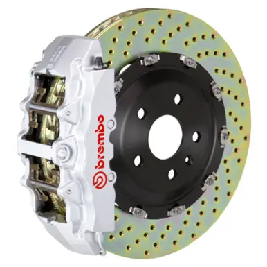 Brembo 02-05 7-Series (Thru 3/5 Prod) Fr GT BBK 8Pis Cast 380x34 2pc Rotor Drilled-Silver - 1G1.9007A3 Authentic