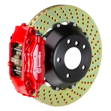 Crafted Brembo 01-02 Viper RT-10 Rear GT BBK 4 Piston Cast 2pc 345x28 2pc Rotor Drilled-Red - 2C1.8004A2