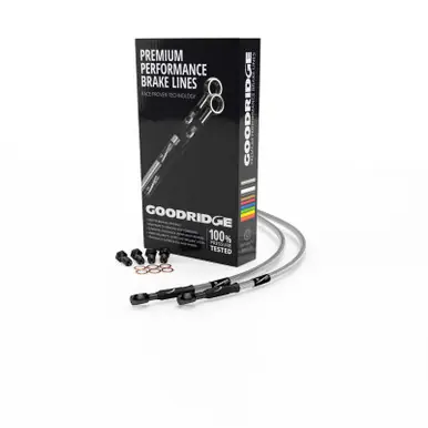Viral Goodridge 11-14 Harley-Davidson FLSTC (w/ABS) Black Front Brake Line w/Clear Fitting - HD0118-1FB-CL
