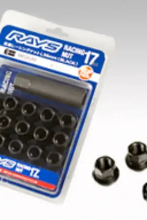 Rays 17 Hex Racing Nut Set L25 Short Type 12x1.25 - Black Chromate (16 Pieces) Direct From Manufacturer