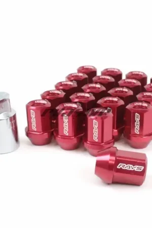 Save Now Rays Dura-Nut L32 Straight Type 12x1.50 Lug Nut Set 16 Lug 4 Lock Set - Red