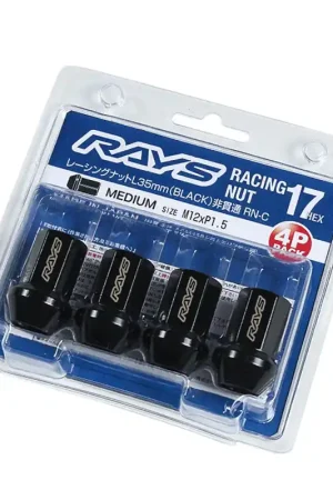 Rays 17 Hex Racing Nut L35 (Medium Type) 12x1.25 - Black (4 Pieces) Latest