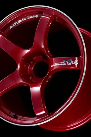 Free Returns Advan TC4 18X10.5 / +15MM / 5-114.3 Racing Candy Red and Ring Wheel