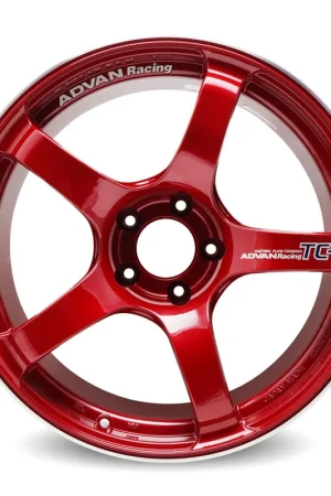 Advan TC4 18x8 +47 5-100 Racing Candy Red & Ring Wheel Professional Grade